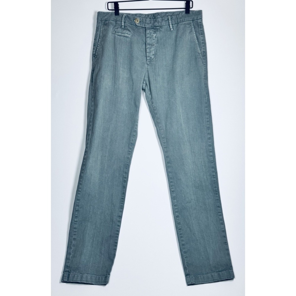 November Pants Mens W34 Blue Button Fly Made in Italy Designer Casual Minimalist